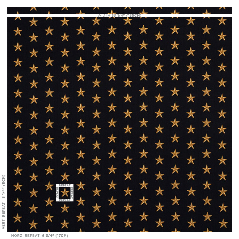 Schumacher Star Epingle Black Fabric 77420