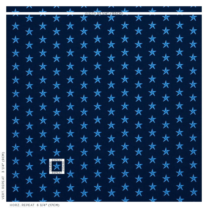 Schumacher Star Epingle Blue Fabric 77421