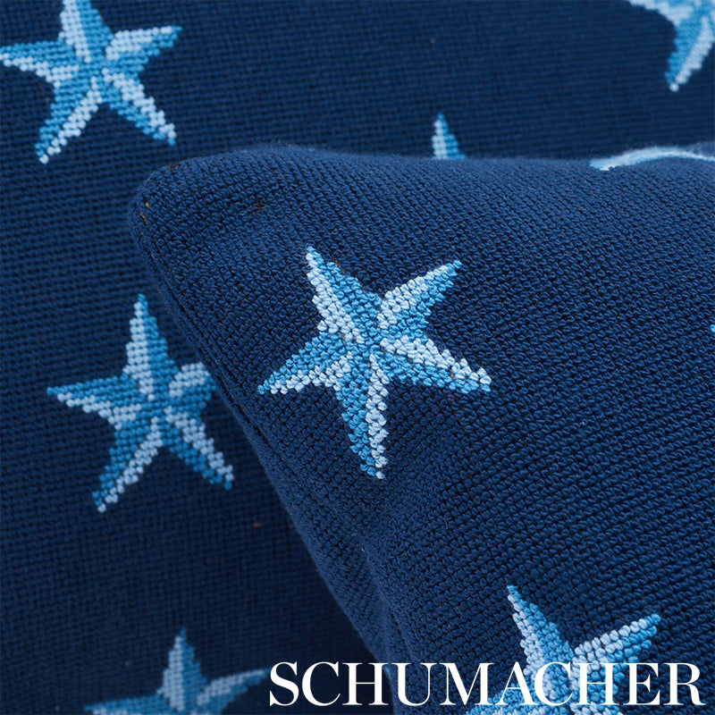 Schumacher Star Epingle Blue Fabric Sample 77421