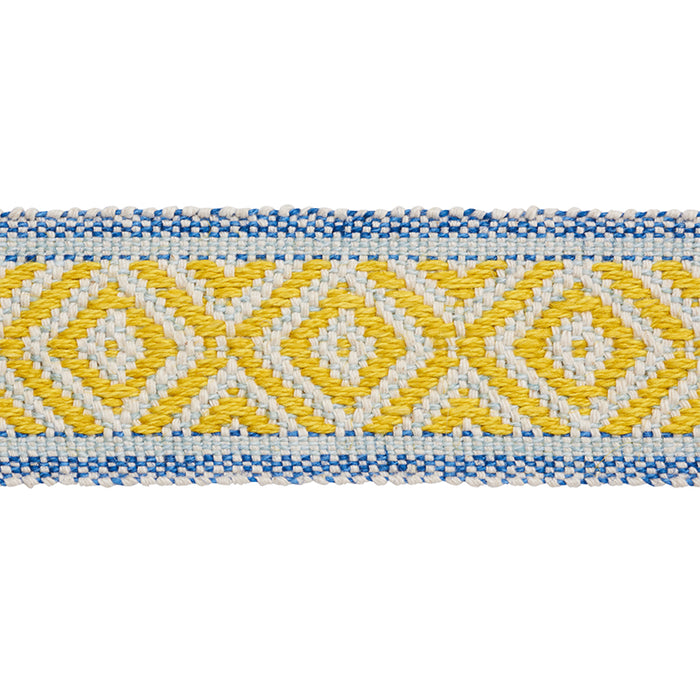 Schumacher Larson Handwoven Tape Yellow & Blue Trim Sample 77460