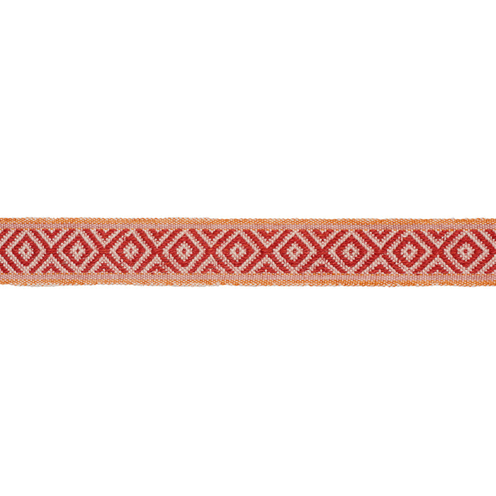 Schumacher Larson Handwoven Tape Red & Orange Trim Sample 77462