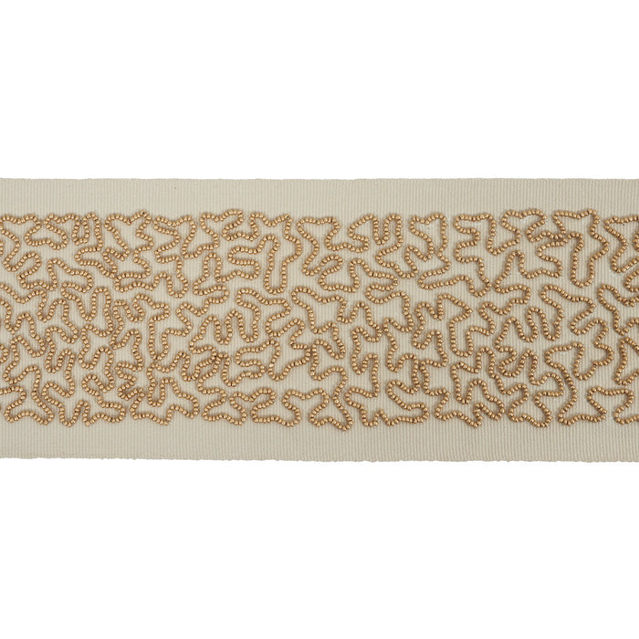 Schumacher Vermicelli Beaded Tape Gold Trim Sample 77481