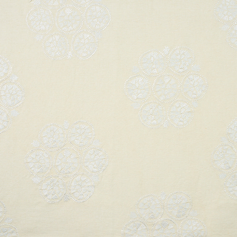 Schumacher Isla Hand Embroidery Ivory Fabric 77491