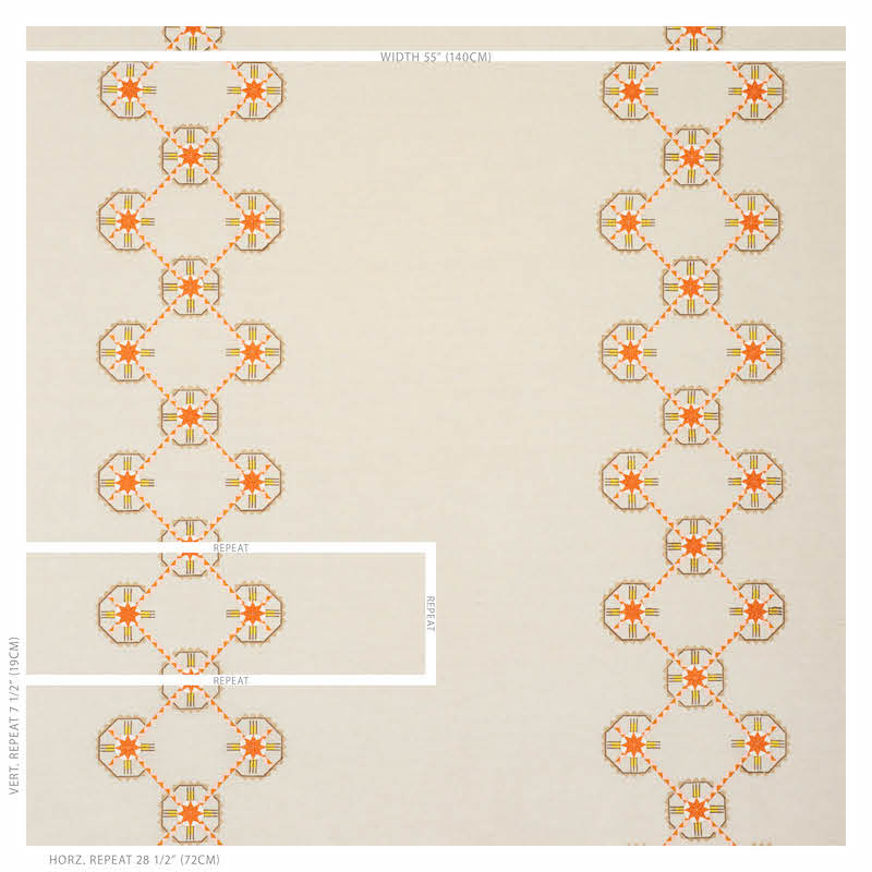 Schumacher Chamizal Embroidery Orange & Pink Fabric Sample 77602