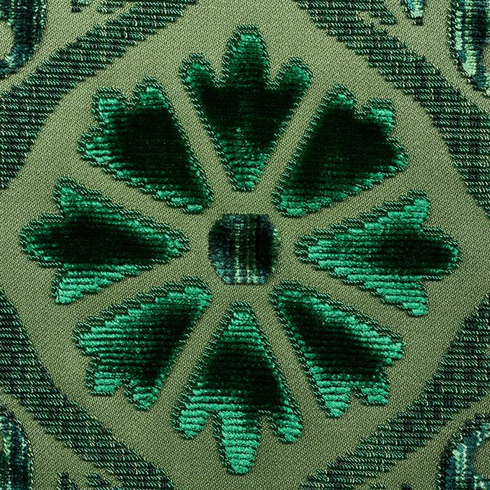 Schumacher Suzani Strie Velvet Emerald Fabric 77641