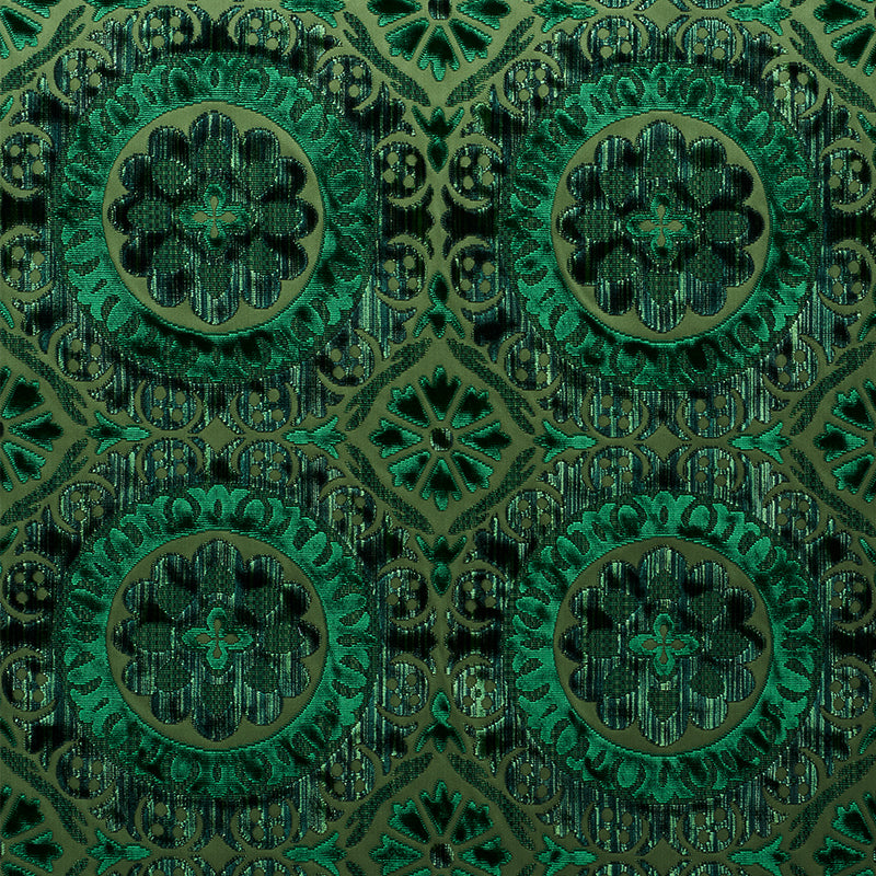 Schumacher Suzani Strie Velvet Emerald Fabric 77641