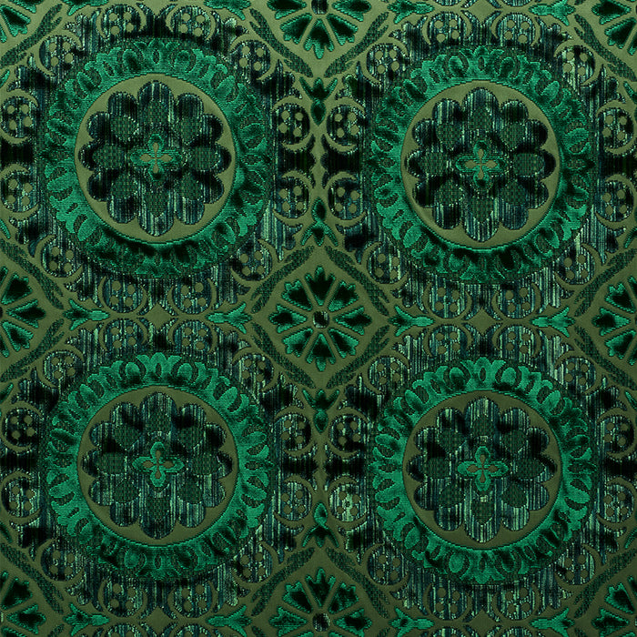 Schumacher Suzani Strie Velvet Emerald Fabric Sample 77641