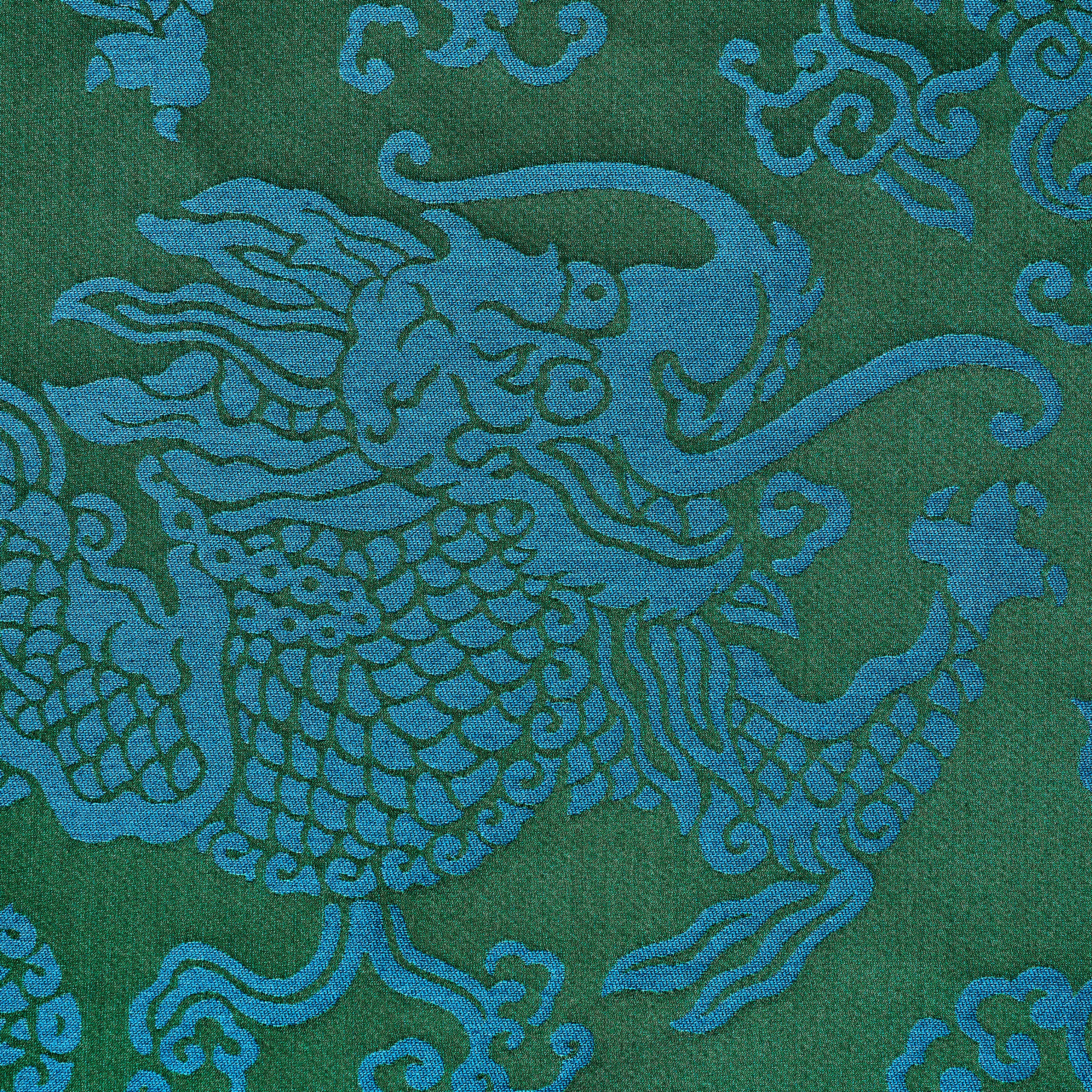 Schumacher Ruan Dragon Damask Emerald Fabric Sample 78100