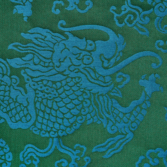 Schumacher Ruan Dragon Damask Emerald Fabric Sample 78100