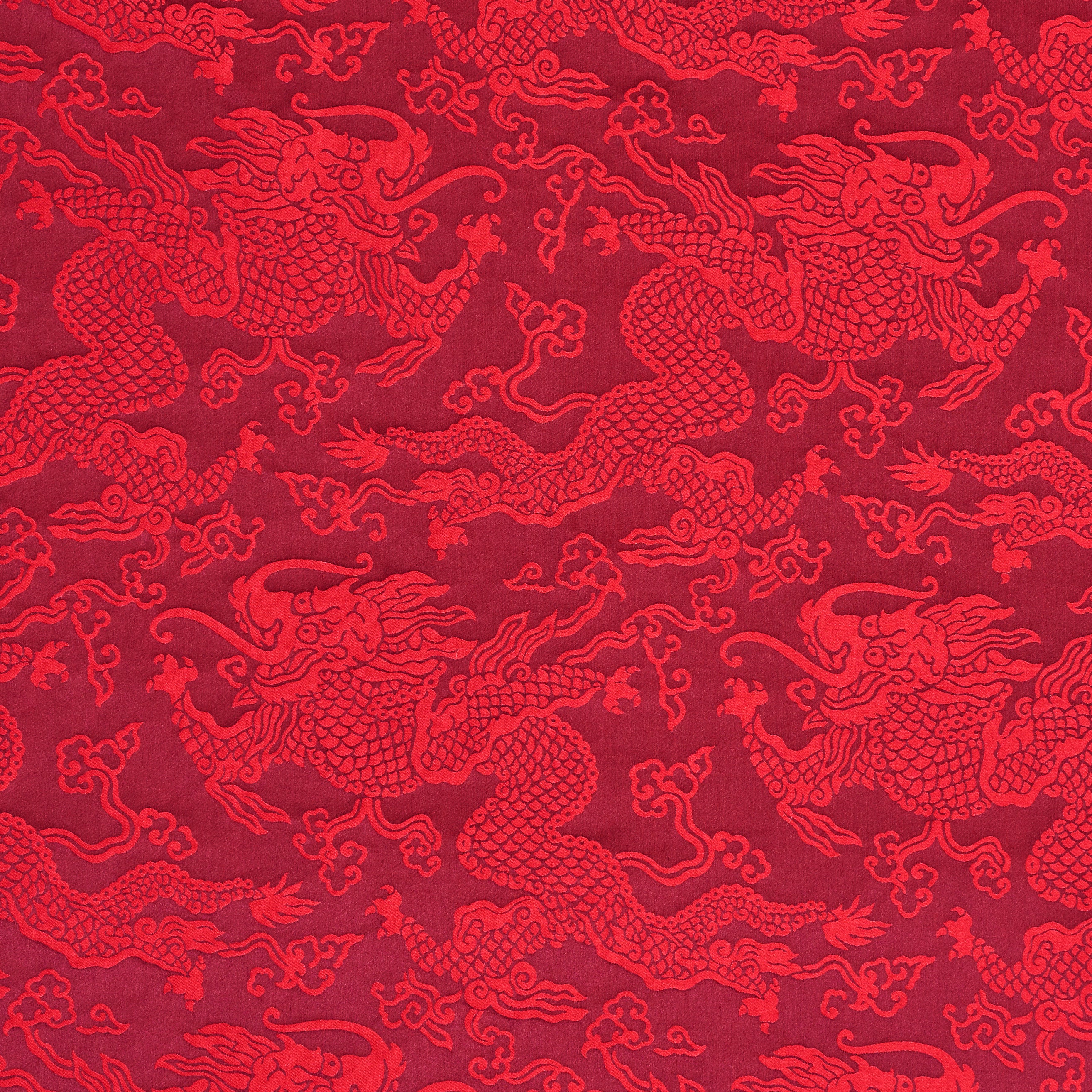 Schumacher Ruan Dragon Damask Garnet Fabric 78101