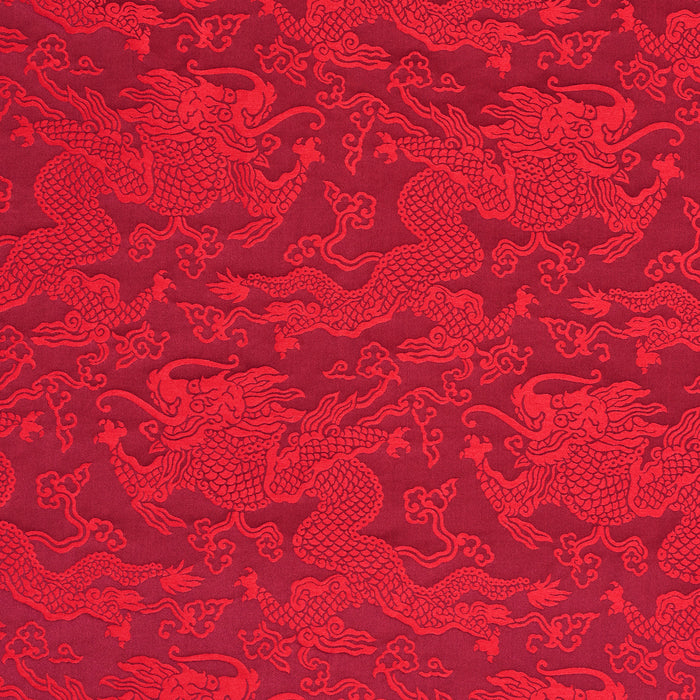 Schumacher Ruan Dragon Damask Garnet Fabric Sample 78101