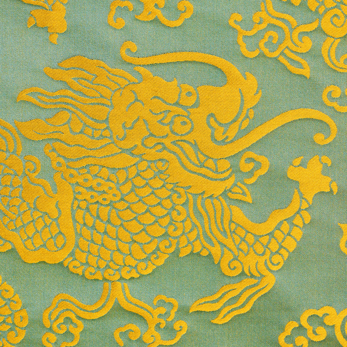 Schumacher Ruan Dragon Damask Gold Fabric Sample 78102