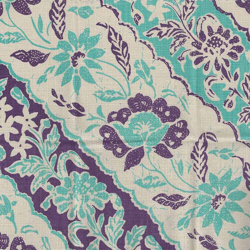 China Seas Lim Diagonal Turquoise Purple Fabric 7810T-04