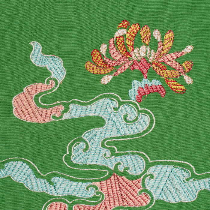 Schumacher Hanlun Dragon Embroidery Green Fabric 78112