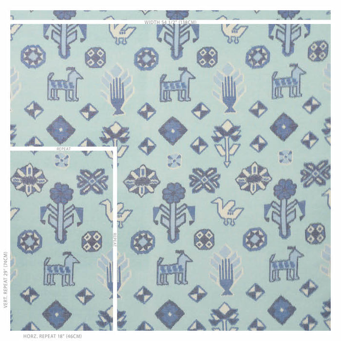 Schumacher Chuska Warp Print Blue Fabric 78141