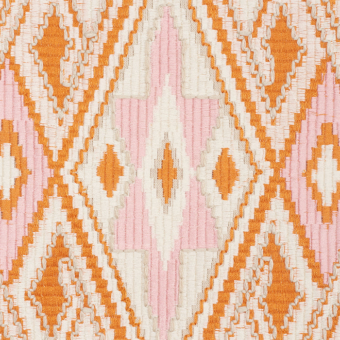 Schumacher Bayeta Embroidery Pink & Orange Fabric 78151