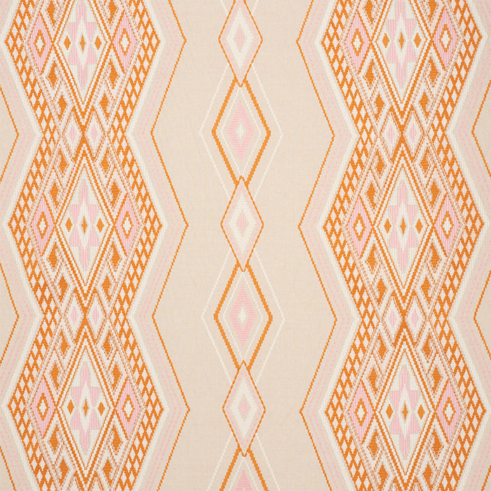 Schumacher Bayeta Embroidery Pink & Orange Fabric Sample 78151