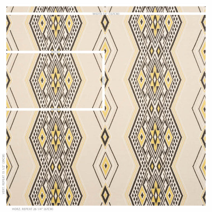 Schumacher Bayeta Embroidery Yellow & Neutral Fabric 78152