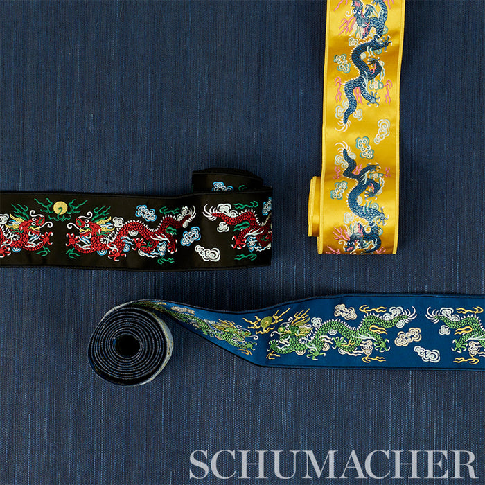 Schumacher Lili Dragon Tape Blue Trim Sample 78171