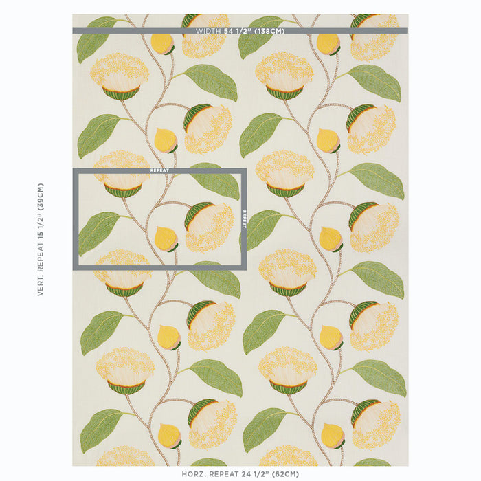 Schumacher Celinda Embroidery Yellow Fabric 78300