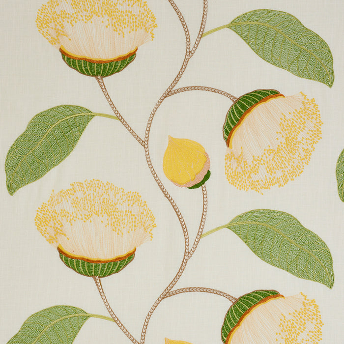 Schumacher Celinda Embroidery Yellow Fabric Sample 78300