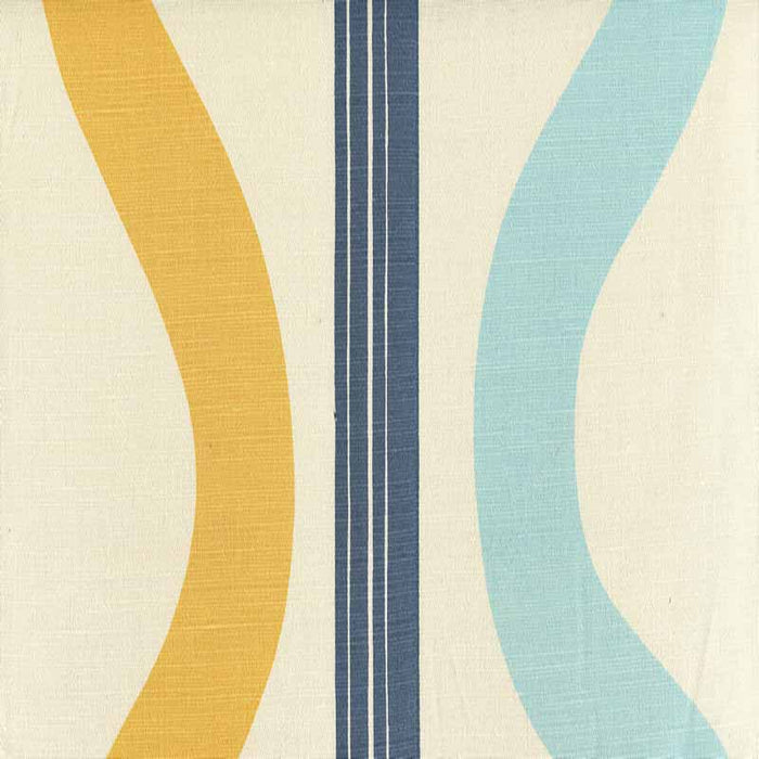 China Seas Tete A Tete Vertical Aqua Navy Inca Gold Fabric Sample 7830V-08