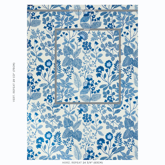 Schumacher Emaline Embroidery Blue Fabric 78311