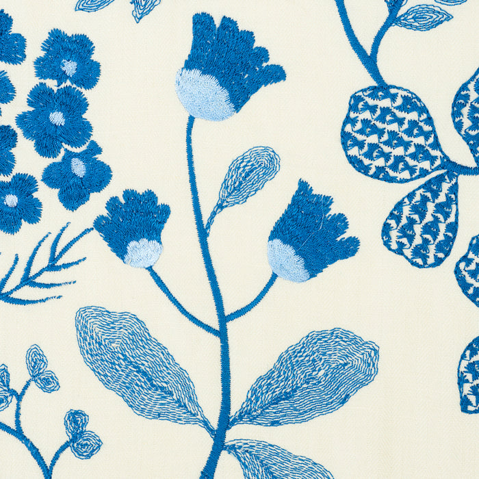 Schumacher Emaline Embroidery Blue Fabric 78311