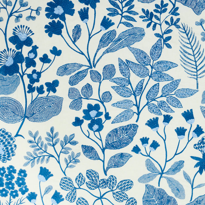 Schumacher Emaline Embroidery Blue Fabric 78311