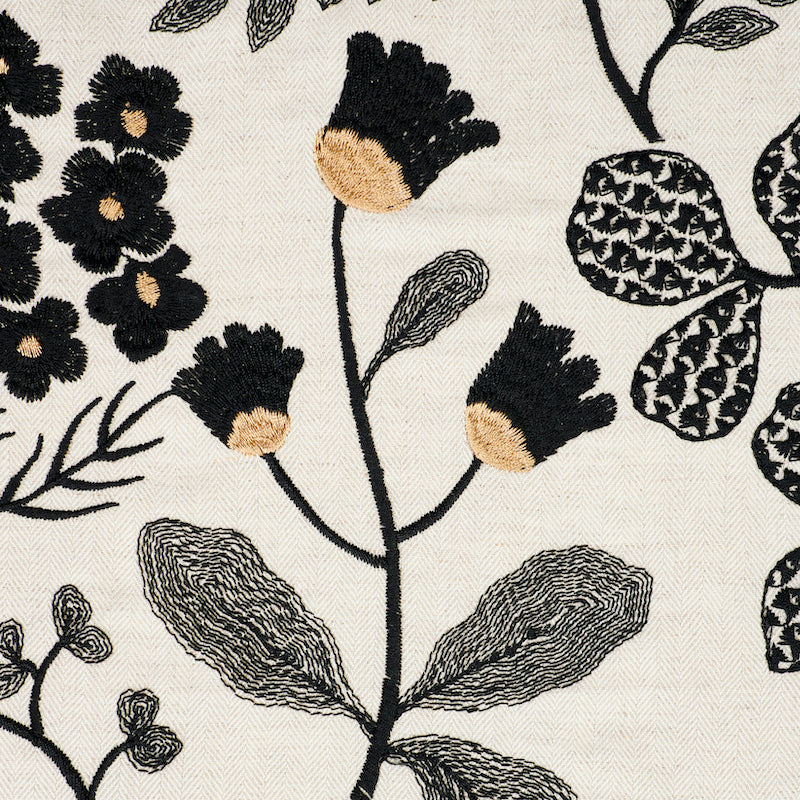 Schumacher Emaline Embroidery Black Fabric 78312