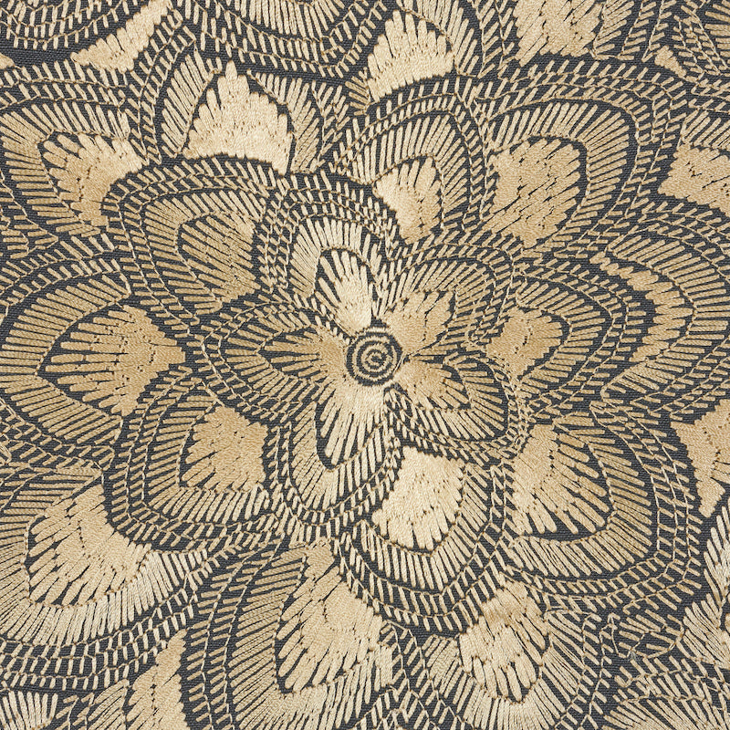 Schumacher Lotus Embroidery Gold Fabric 78340