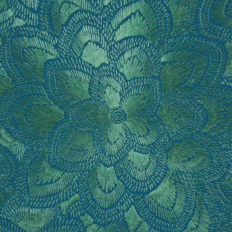 Schumacher Lotus Embroidery Jade Fabric 78342