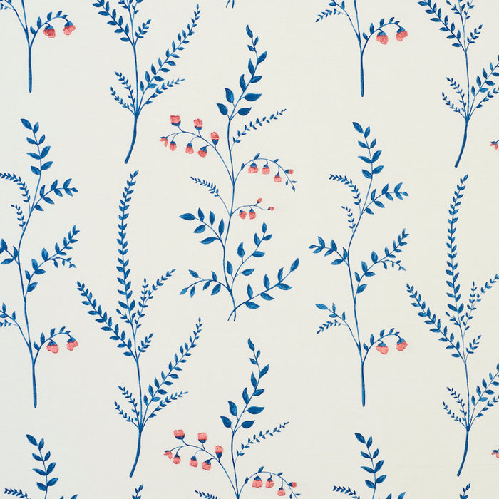 Schumacher Cynthia Embroidered Print Blue Fabric Sample 78350