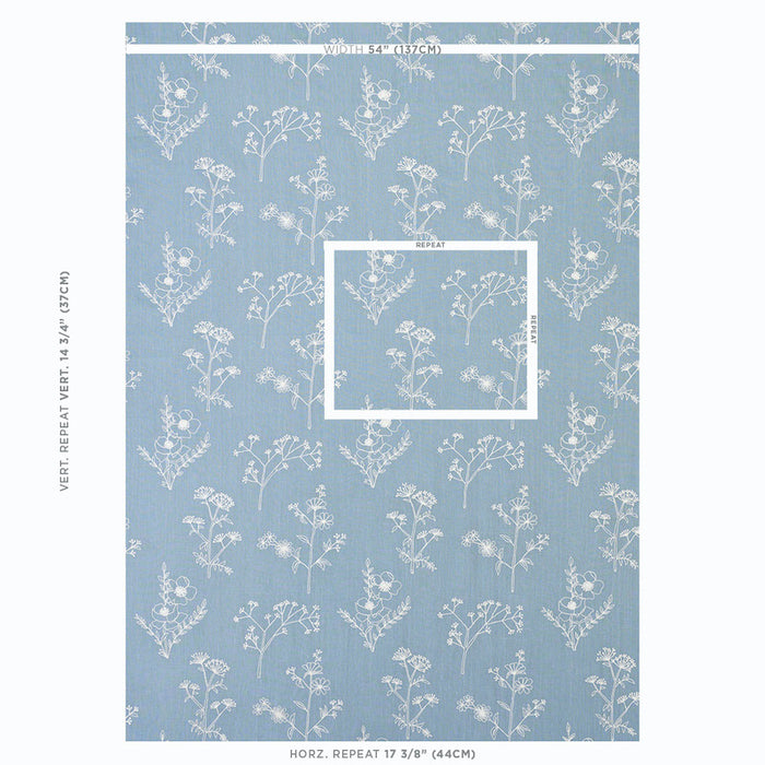 Schumacher Lisbeth Embroidery Blue Fabric 78360