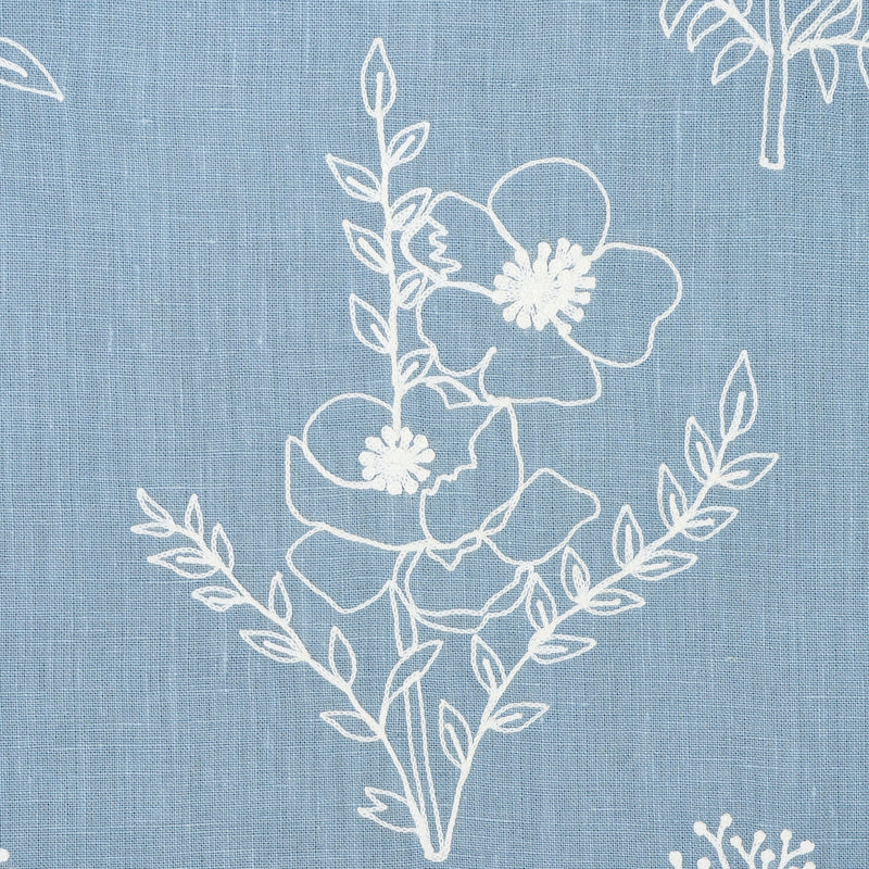 Schumacher Lisbeth Embroidery Blue Fabric 78360