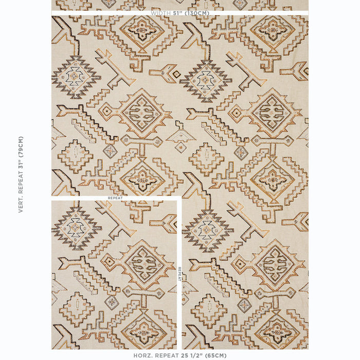 Schumacher Ezma Embroidery Neutral Fabric 78380