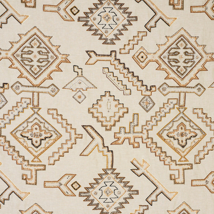 Schumacher Ezma Embroidery Neutral Fabric 78380