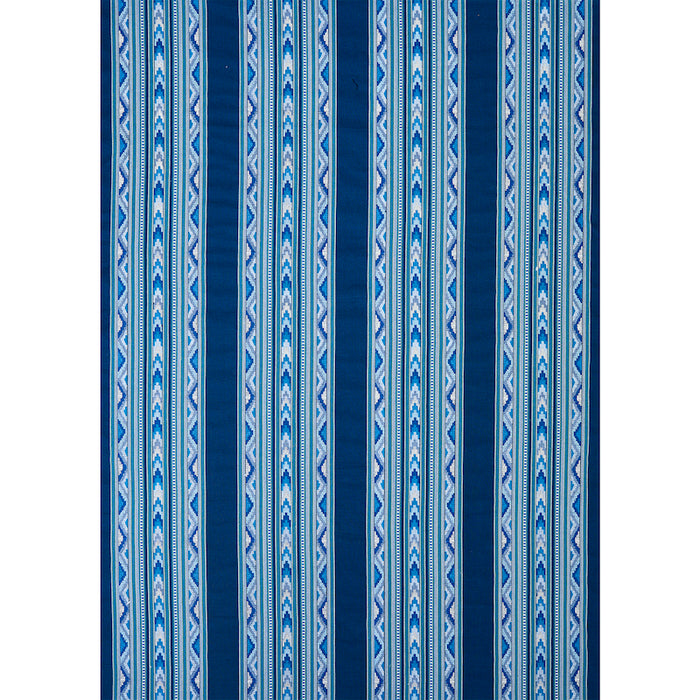 Schumacher Zarzuela Stripe Embroidery Indigo Fabric 78390