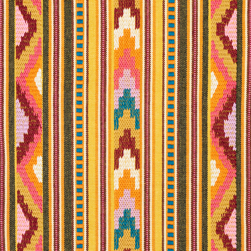 Schumacher Zarzuela Stripe Embroidery Saffron Fabric 78391