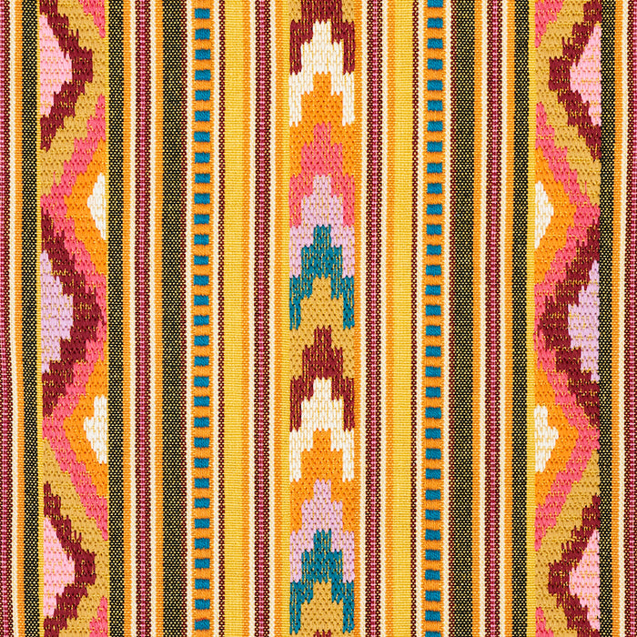 Schumacher Zarzuela Stripe Embroidery Saffron Fabric 78391