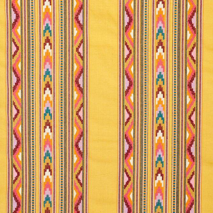 Schumacher Zarzuela Stripe Embroidery Saffron Fabric Sample 78391