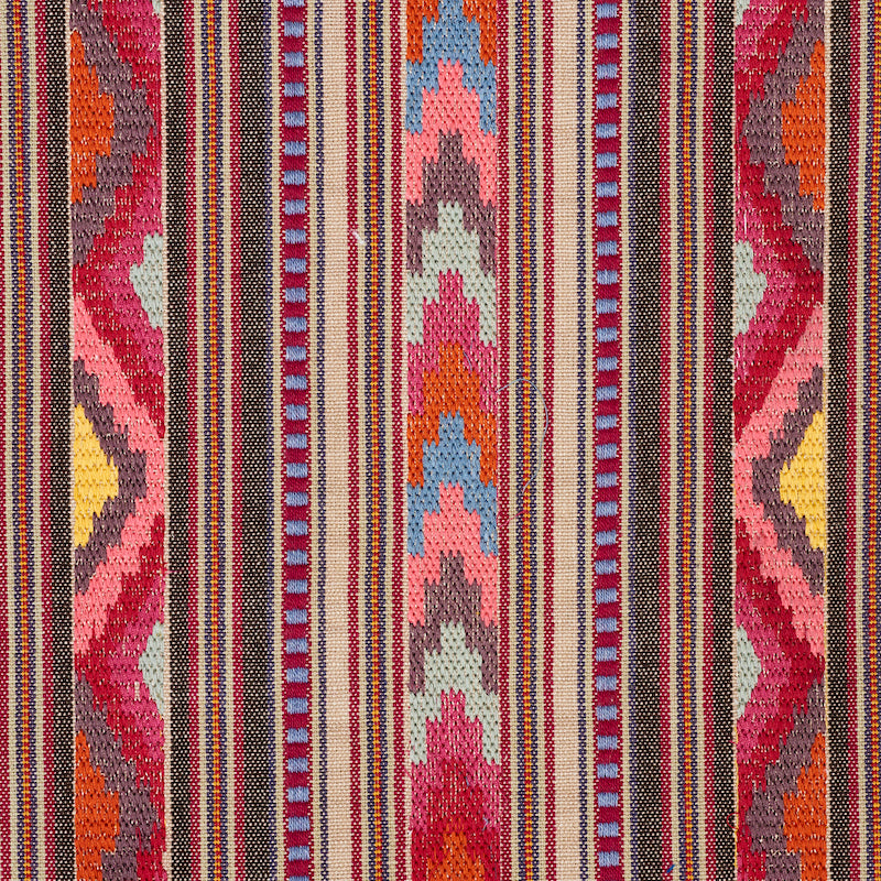 Schumacher Zarzuela Stripe Embroidery Multi Fabric 78392