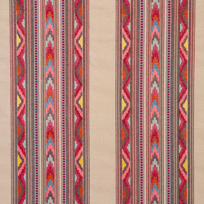 Schumacher Zarzuela Stripe Embroidery Multi Fabric 78392