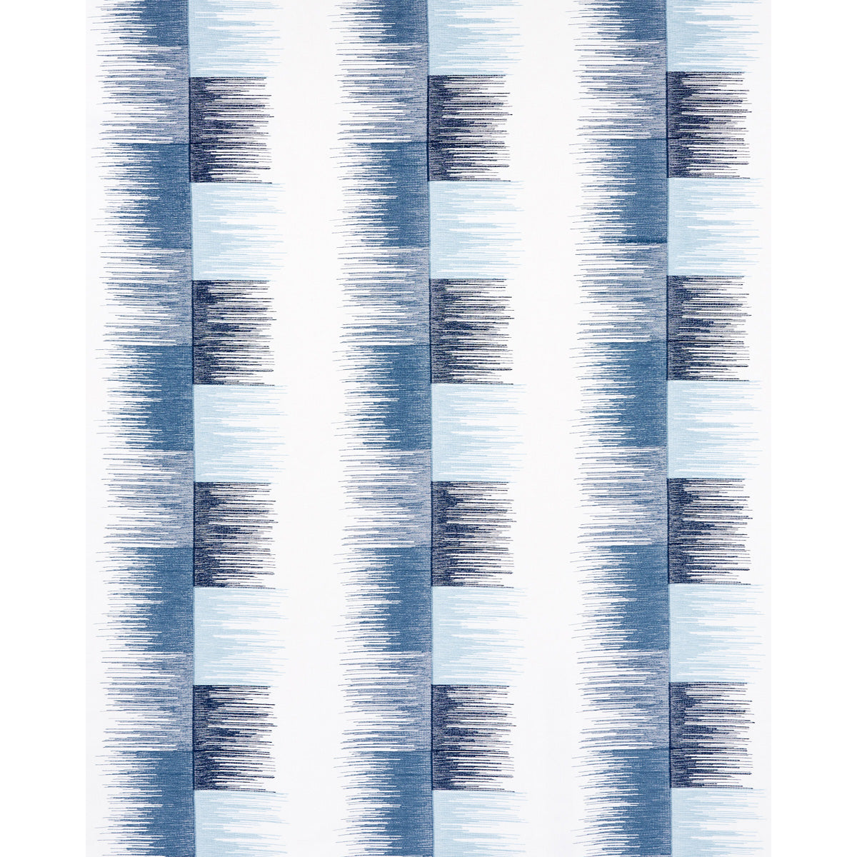 Schumacher Sunburst Stripe Embroidery Blue Fabric Sample 78404