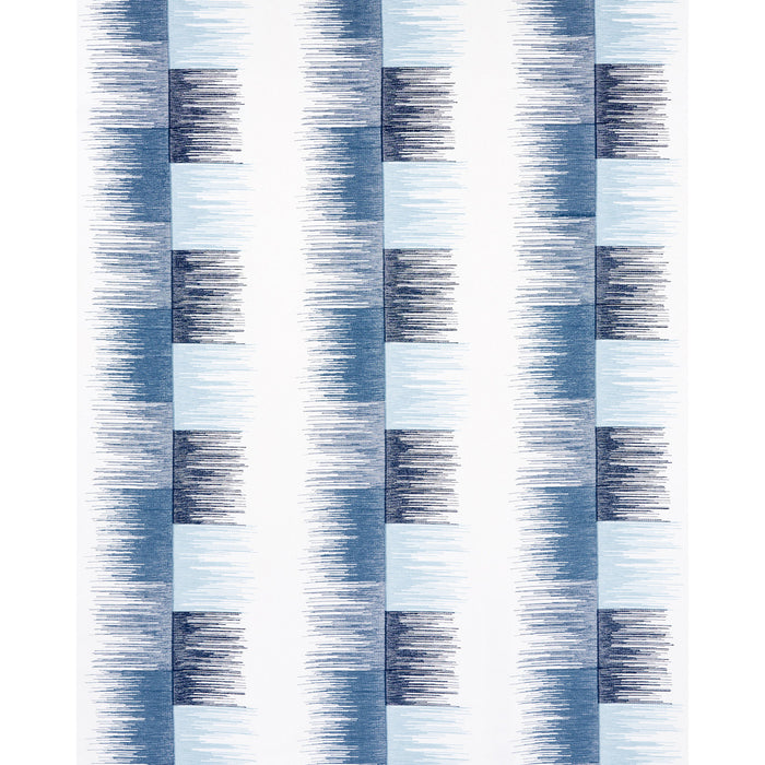 Schumacher Sunburst Stripe Embroidery Blue Fabric 78404