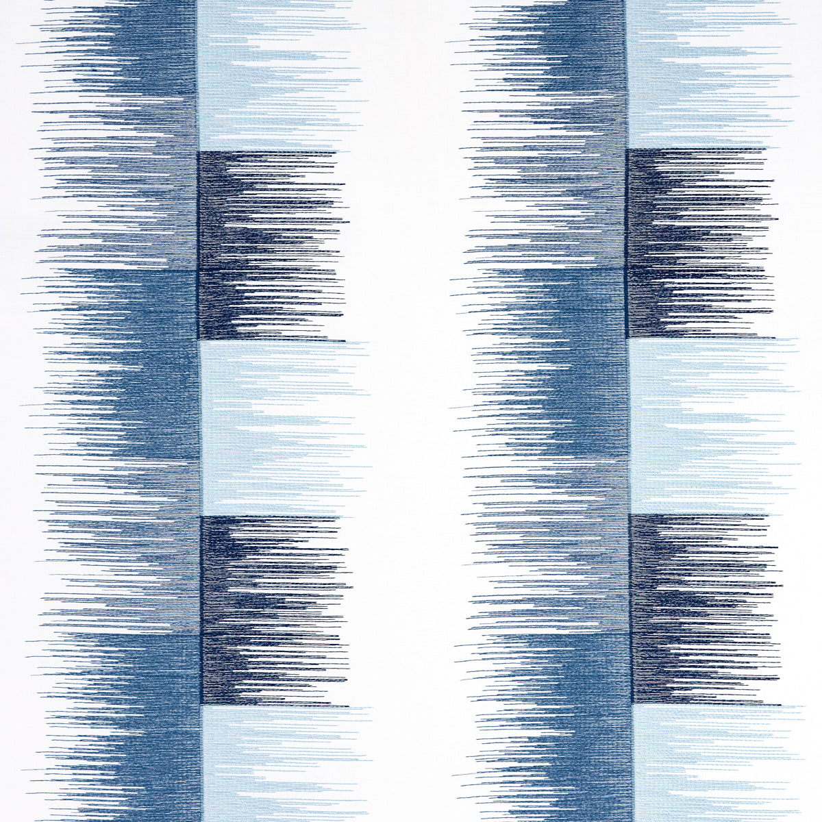 Schumacher Sunburst Stripe Embroidery Blue Fabric Sample 78404