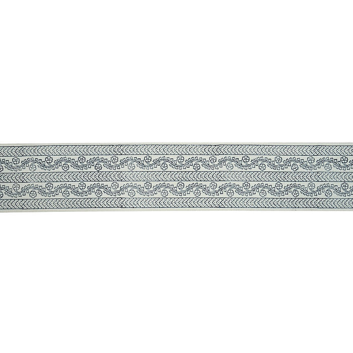 Schumacher Arbela Hand Blocked Tape Indigo Trim Sample 78441