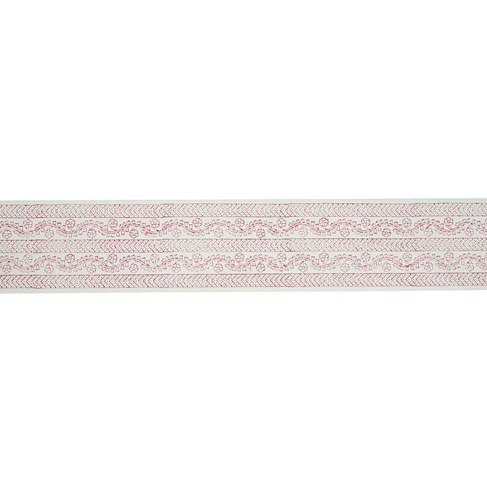 Schumacher Arbela Hand Blocked Tape Pink Trim 78442