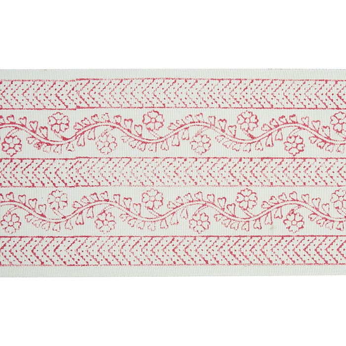 Schumacher Arbela Hand Blocked Tape Pink Trim Sample 78442