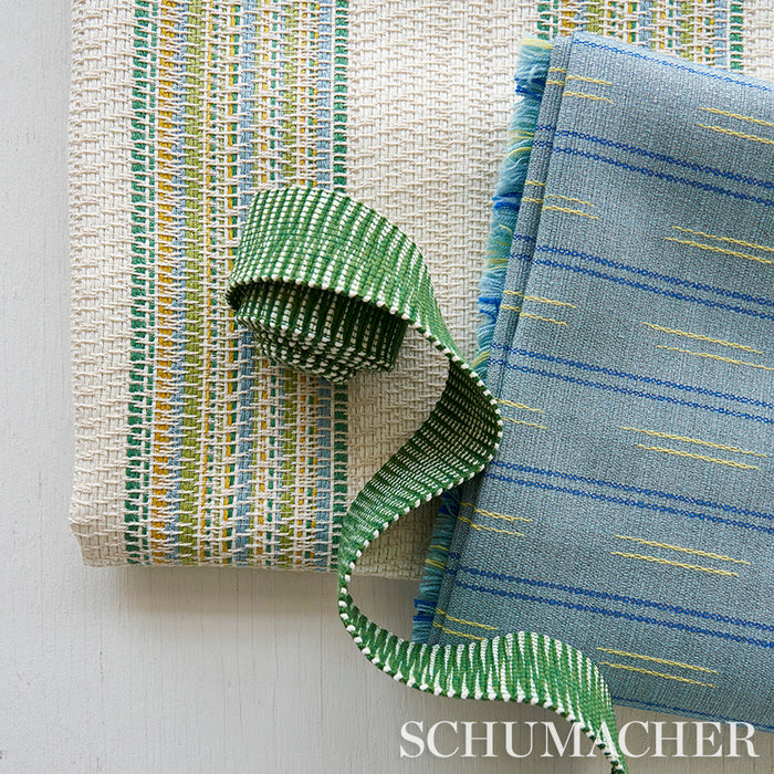 Schumacher Ainsley Stripe Indoor/Outdoor Sky Fabric 78580